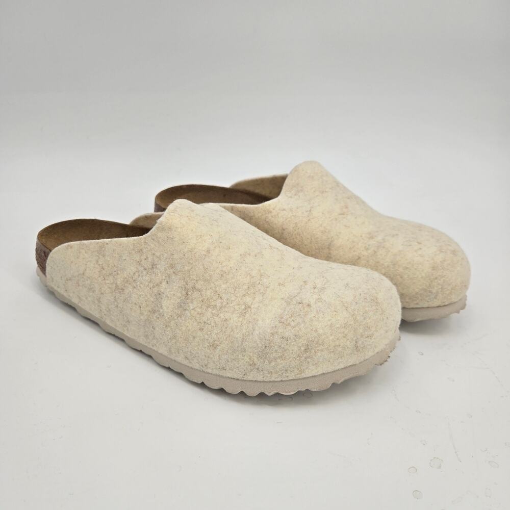 NIB Birkenstock Amersterdam 39 8-8.5 Wool Clog Slides Mules Eggshell Cream White - Picture 3 of 11
